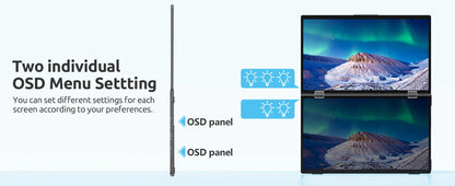 EVICIV 15.6" FHD Triple Portable Dual Monitor & Laptop Screen Extender 1080P FHD IPS Plug & Play No Driver USB-C 100%sRGB Triple Screen Foldable Mac/Windows Compatible Travel & Office 360° Screen Adjustment