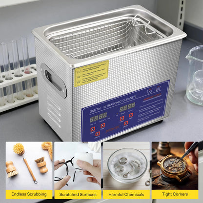 Sihao ultraljudstvätt 40 kHz med värme och digital timer – 1,3–30 liter