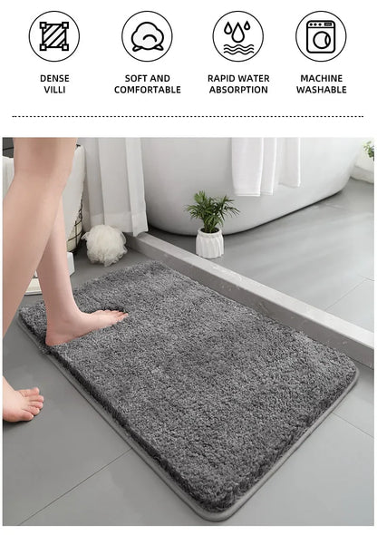 Rounded and thickened bathroom floor mat, bathtub absorbent mat, plush material, anti slip foot mat, entrance door mat, bathroom
