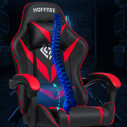 200Lbs Load Gaming Chair with Massage Ergonomic Computer Chair Footrest and Lumbar Support Reclining PC Chair Adjust Armrest