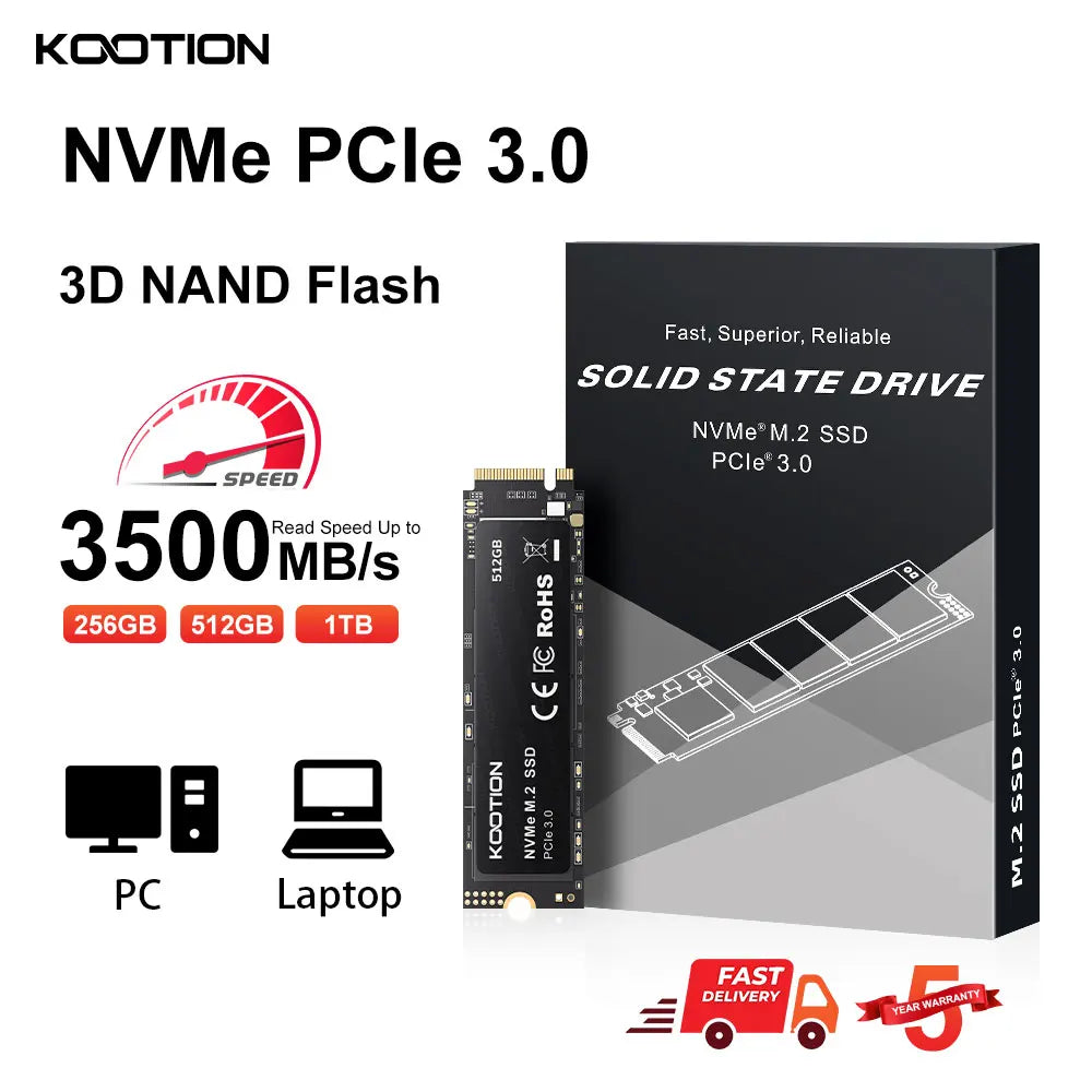 Kootion X15 M.2 SSD NVMe 2TB 1TB 512GB 256GB SSD M2 2280 PCIe 3.0 Internal Solid State Drive Disk for Laptop Desktop