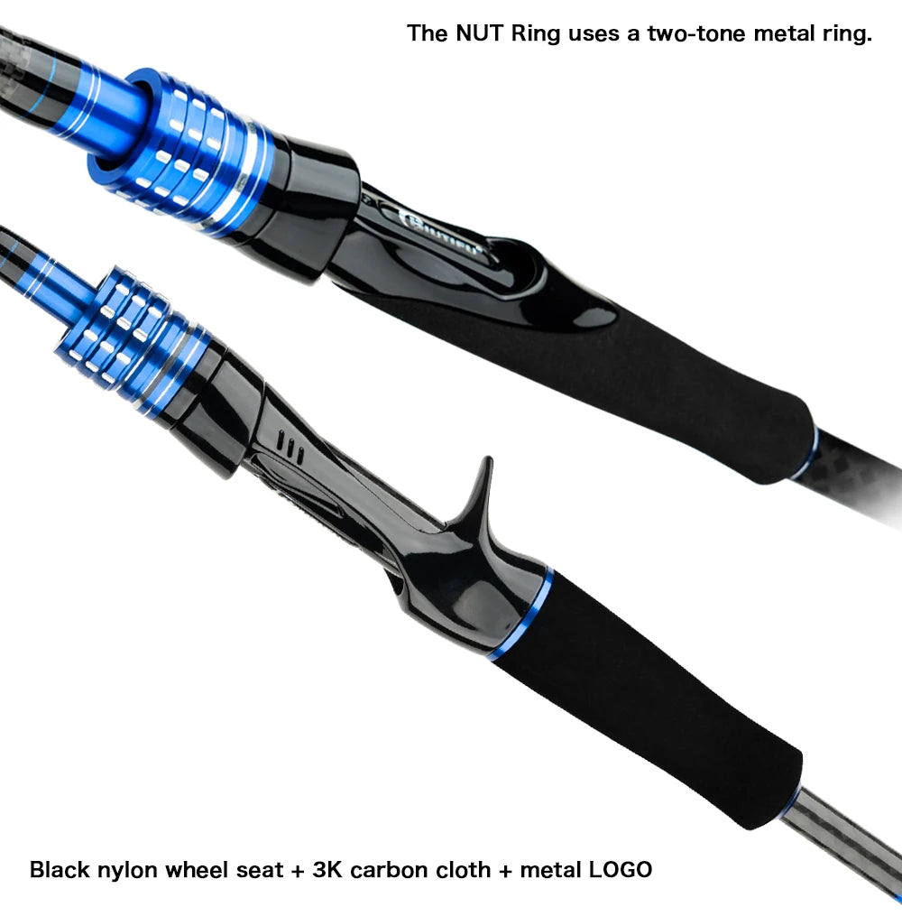 BIUTIFU Casting Spinning Lure Fishing Rods 1.68m 1.98m 2.1m 2.28m 2.4m 2.7m 3.0m 3.3m 2 Tips Baitcasting 3-80g Ultralight Fast Carbon Pole with Rod Tube Backpack For Seabass Bass Trout Pike