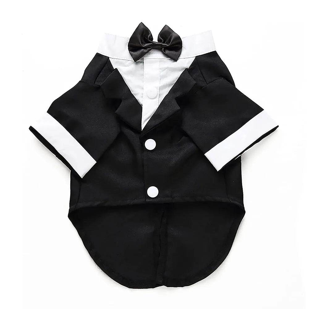 Dog Suit with Bow Tie Pet Tuxedo for Small Dogs Cats Formal Cat Clothes Puppy Outfits Pet Costume for Wedding Birthday Halloween