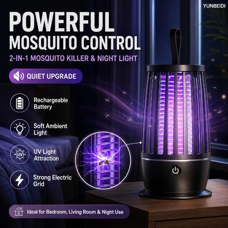 Mosquito Killer Lamp Two-in-one Ultraviolet Mosquito Trap Electric Insect Catcher USB Quiet Night Light Outdoor Mosquito Killer