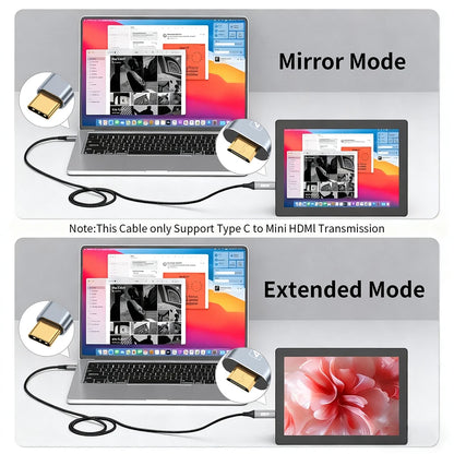 USB C to Mini HDMI 2.0 Cable 4K 60Hz 2K 1080P Display For MacBook For iPhone 17/16 Pro For iPad Pro Laptop to Portable Monitor