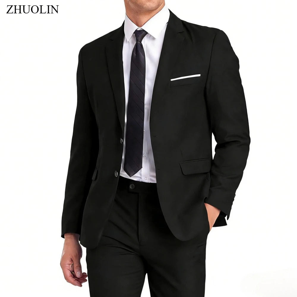 Men Suits Sets High Quality For Wedding Elegant 2 Pieces Jackets Pants Stretch Blazers Tailored Formal Full 2025 Costume