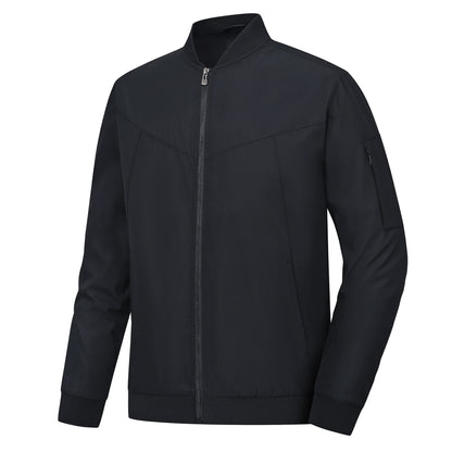 Men's Lightweight Windbreaker Jacket Causal Fashion Stylish BaseBall Coat with Side Inner Pocket for Work Golf Fishing