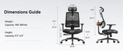 NEWTRAL Ergonomic Office Chair with Desktop,Adaptive Lower Back Support Gamer Chair,Adjustable Headrest Seat Depth Office Chair