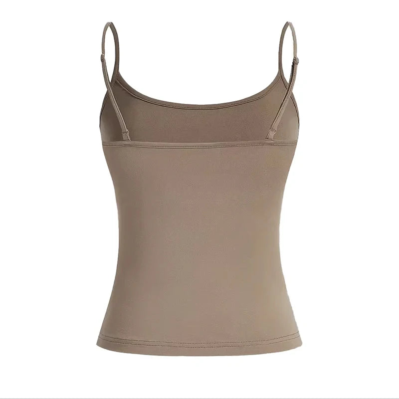 Women Tank Top Strap Slim Top for Summer Fashion Versatile Casual Breathable Micro Elastic Fabric Sleeveless Strap Top