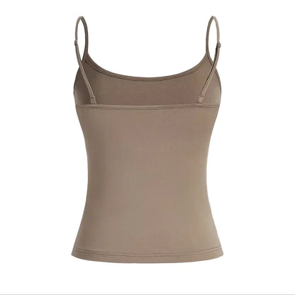 Women Tank Top Strap Slim Top for Summer Fashion Versatile Casual Breathable Micro Elastic Fabric Sleeveless Strap Top