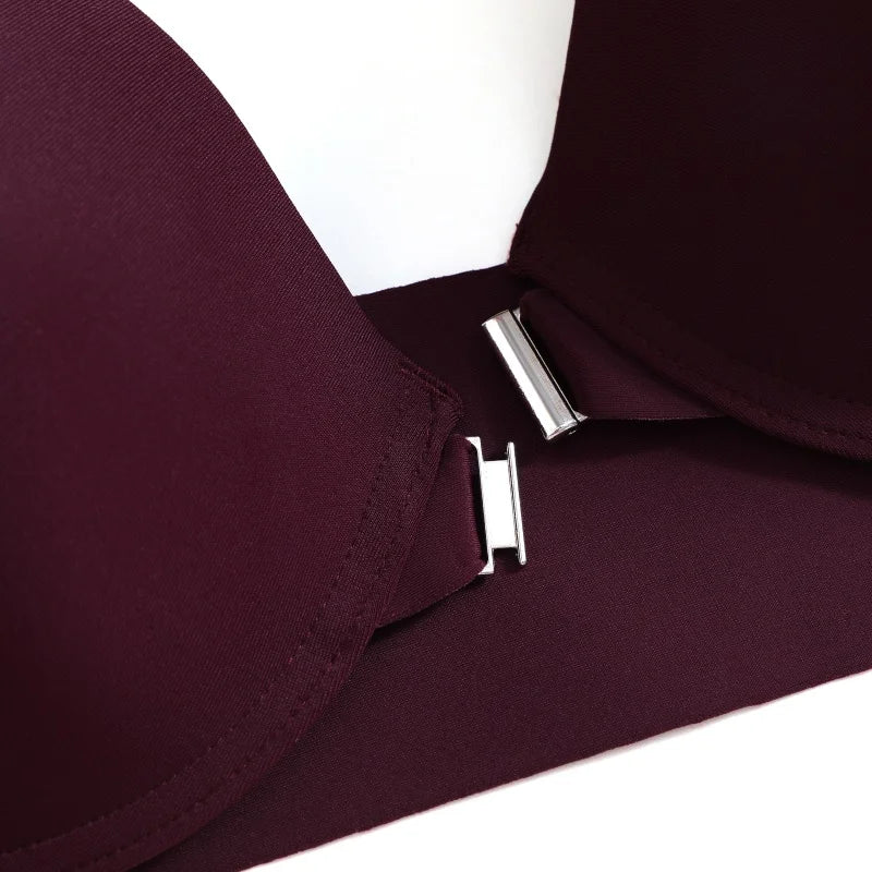 Seamless Push Up Bra Women Deep V Cup Underwear Front Closure Comfort Lingerie Adjustable Strap Plus Size Solid Color
