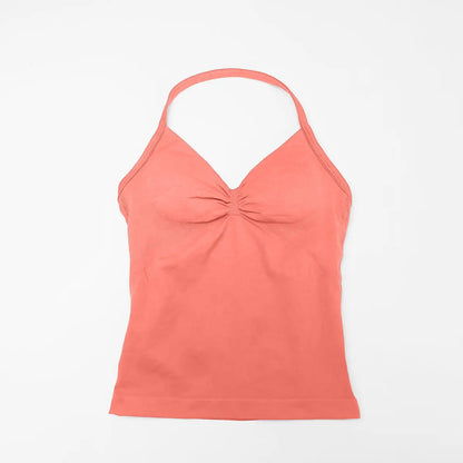 NCLAGEN Seamless Longline Strappy Top Sports Yoga Vest Women Fitness Tank Top Gym Beautiful Open Back Bra Running Workout Halter