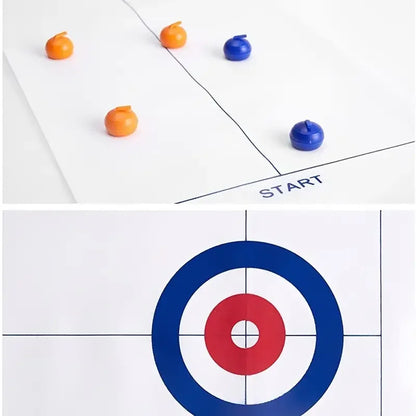 Bordscurling spel för tonåringar eller vuxna med rullskridskocurlingbollar för festunderhållningsspel
