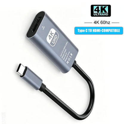 KEBIDU 8K 4K 60Hz 30Hz USB C to HDMI-Compatible Cable Type C HDTV Converter Adapter Cable For iPhone MacBook iPad Phone Laptop