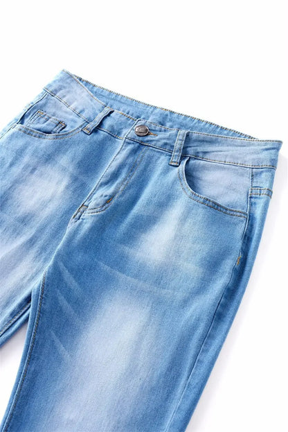 Flare Pants Jeans for Women Vintage Denims Stretch Mid Waist Washed Distressed Pockets Boot Cut 2025 Streetwear Skinny Trousers