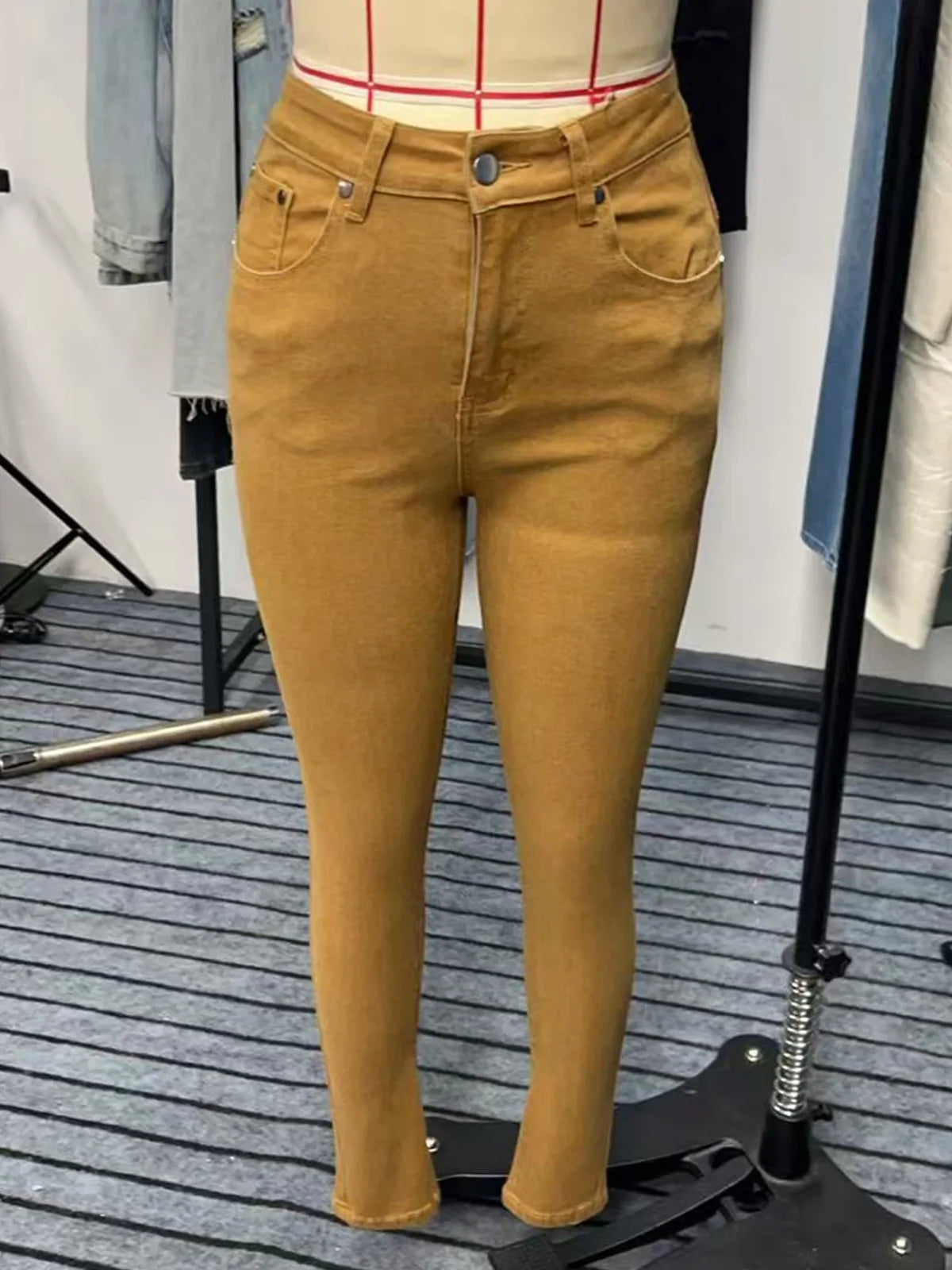 Women Pencil Pants Jeans Skinny Trousers High Waist Stretch Pockets Vintage Washed Female Streetwear Slim Full Length Denims