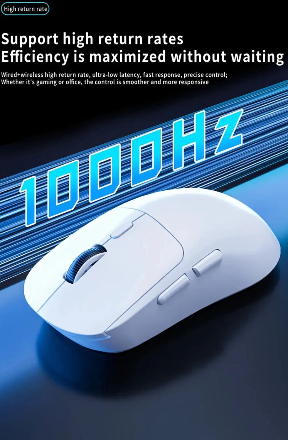 Trådlös Ergonomisk Mus 3-läges Bluetooth + 2,4G USB – Tyst 6 Knappar 1800 DPI Laddningsbar Kontor Gaming, Vit/Röd/Svart