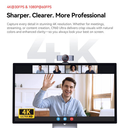 Webcam 4K Ultra HD with 1/1.5"Large Sensor & Metal Body,PC Accessories USB Camera for Online Meetings/Streaming/Content Creation