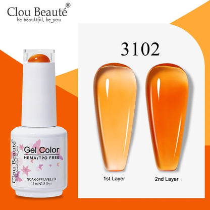 Clou Beaute Semi-transparent Jelly Color UV Gel Manicure Gel Nail Nail Supplies For Professionals Semi-permanent Varnish 15ml