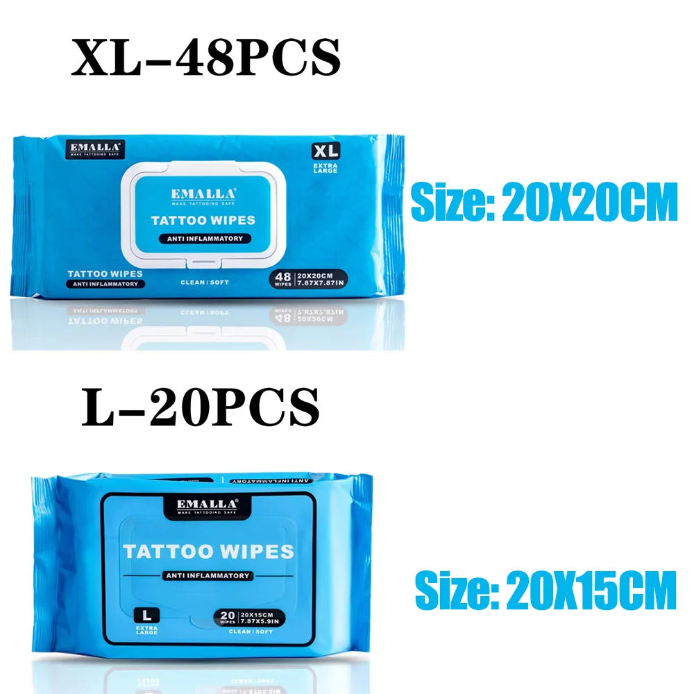 EMALLA Tattoo Aftercare Wipes Tattoo Cleansing Green Soap Cleaning Wipes for Tattoo PMU Clean Aftercare Skin Wipes Supplies