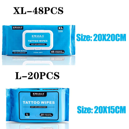 EMALLA Tattoo Aftercare Wipes Tattoo Cleansing Green Soap Cleaning Wipes for Tattoo PMU Clean Aftercare Skin Wipes Supplies