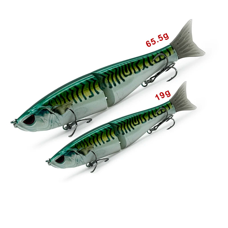 65.5g/19g Two Sizes of Bionic Multi-Section Lure Plastic Hard Baits for Submerged Sea Fishing, Suitable for All Sizes of Fish