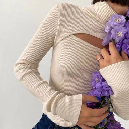 Cross-border foreign trade new autumn and winter bra long sleeve knit hoodie women's Europe and the United States single top