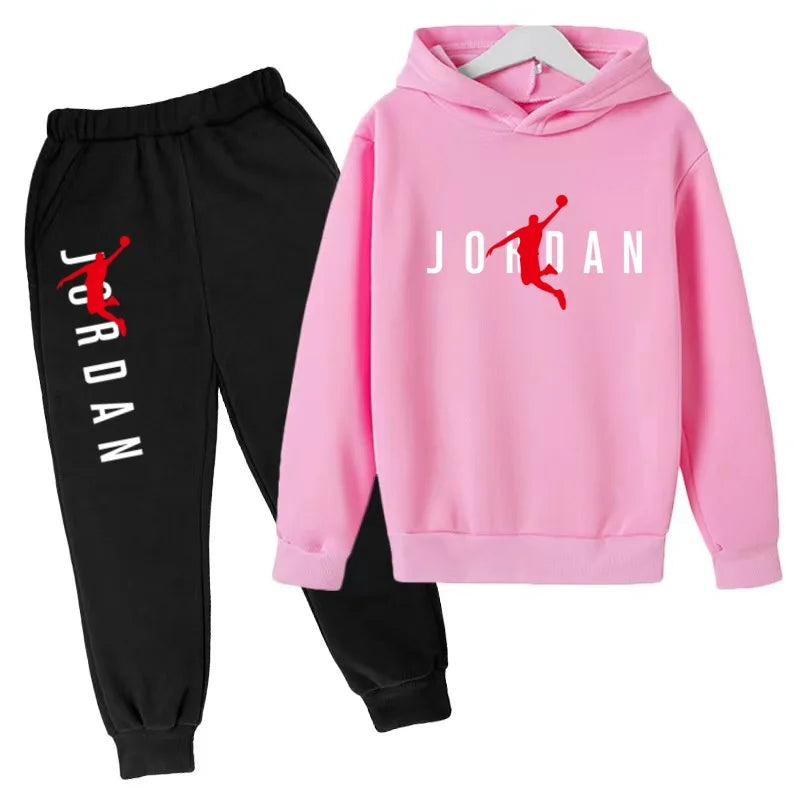 Kids Hoodie Basketball Letters Pullover 3-12Yrs Coat Sweatshirt+Pants Boy Girl Toddler Jogging Clothes Leisure Fashion Brand Set