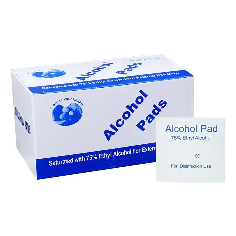 100PCS Disposable 75% Alcohol Cotton Pads Tattoo Clean Tools For Antiseptic Clean Skin Jewelry Cell Phone Disinfection Use