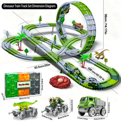 DIY Dinosauriebilbana Byggsats – Bygg Eget Spår Dinosauriebilar & Tåg Pedagogisk Lek Barn 4–6 År 2026