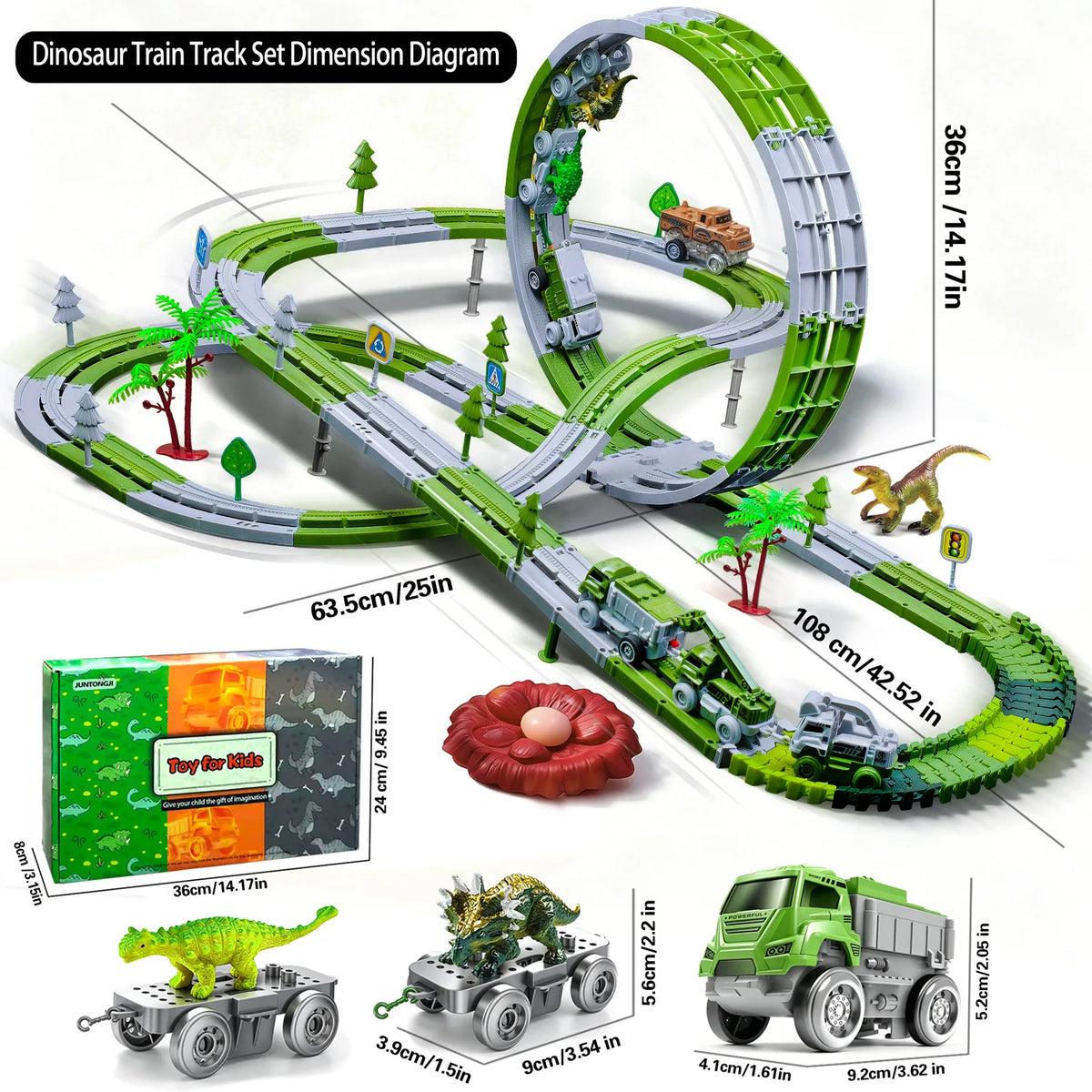 DIY Dinosauriebilbana Byggsats – Bygg Eget Spår Dinosauriebilar & Tåg Pedagogisk Lek Barn 4–6 År 2026