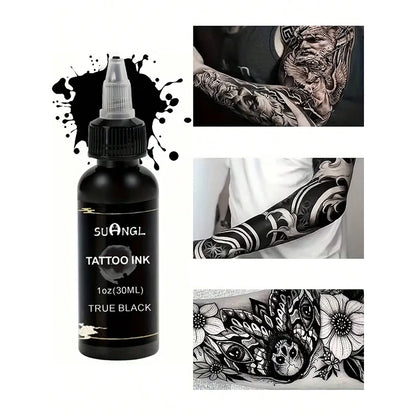 SUANGL Professional Black Tattoo Ink High Saturation Waterproof Permanent Pigment 30ml for Tattoo Studio Tattoo Accessories
