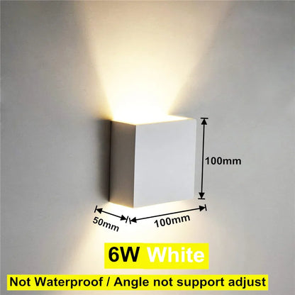 IP65 LED Kubvägglampa 6W/12W – Justerbar Vinkel, Inne & Ute, Aluminium, Varm/Kall/4000K