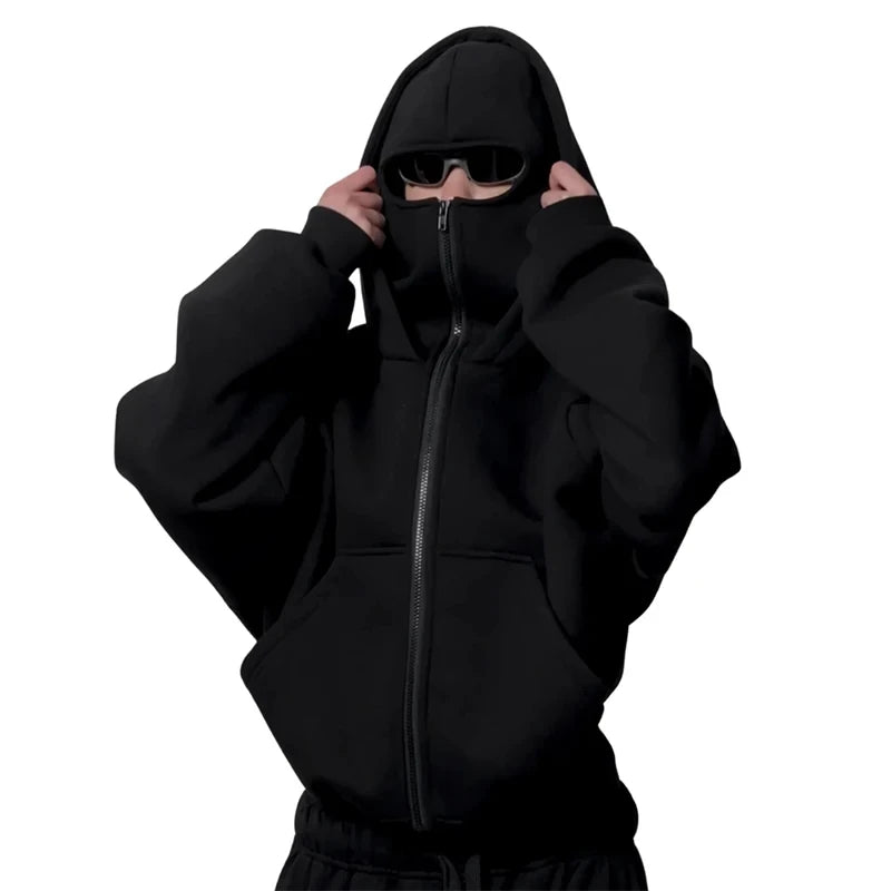 Hoodie Dubbelhuva & Ninja-mask Eget Tryck – Dragkedja | Reklamkläder & Profilprodukter