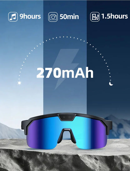 Smart Glasses with 4K HD Anti-Shake Camera & 3D Stereo Speakers Polarized UV400 Sport Sunglasses Bluetooth AI Outdoors Video POV
