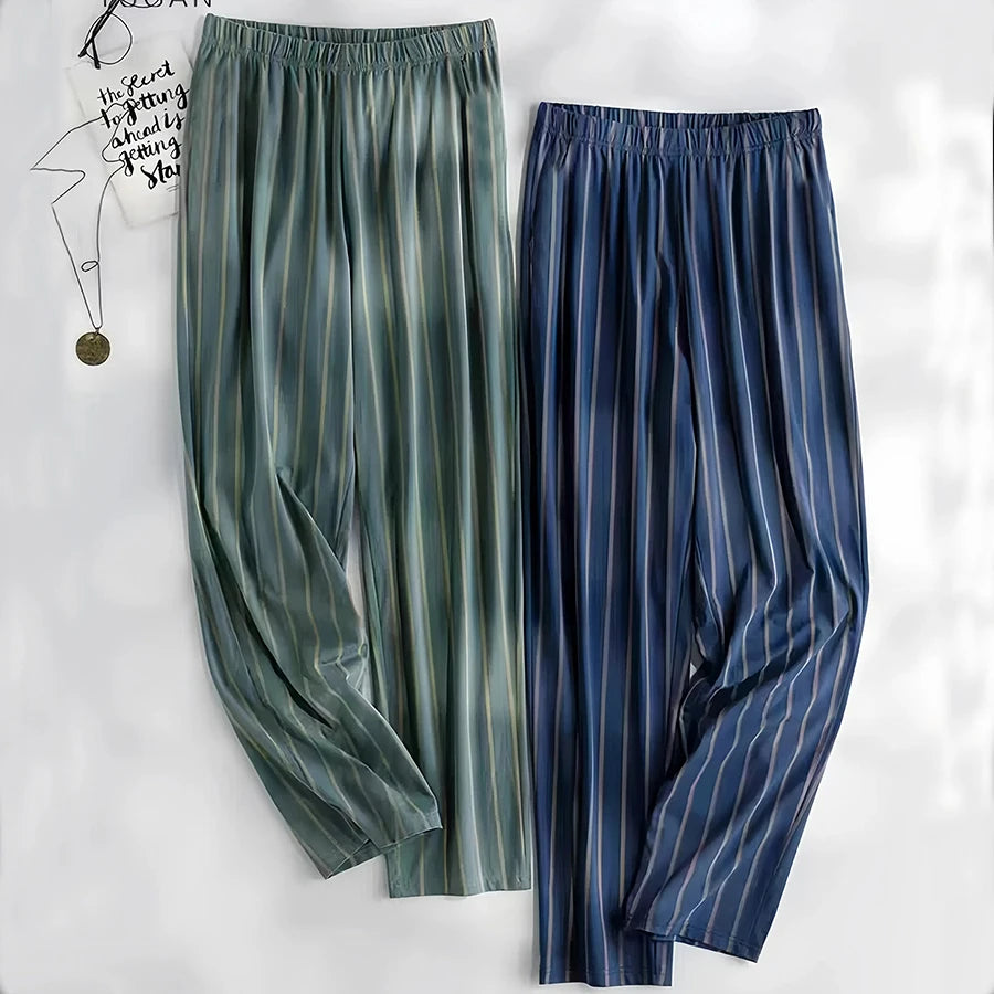 Herr Pyjamasbyxor Långa – Tunna Andningsbara Casual Hemmabyxor, 12 Färger M–6XL
