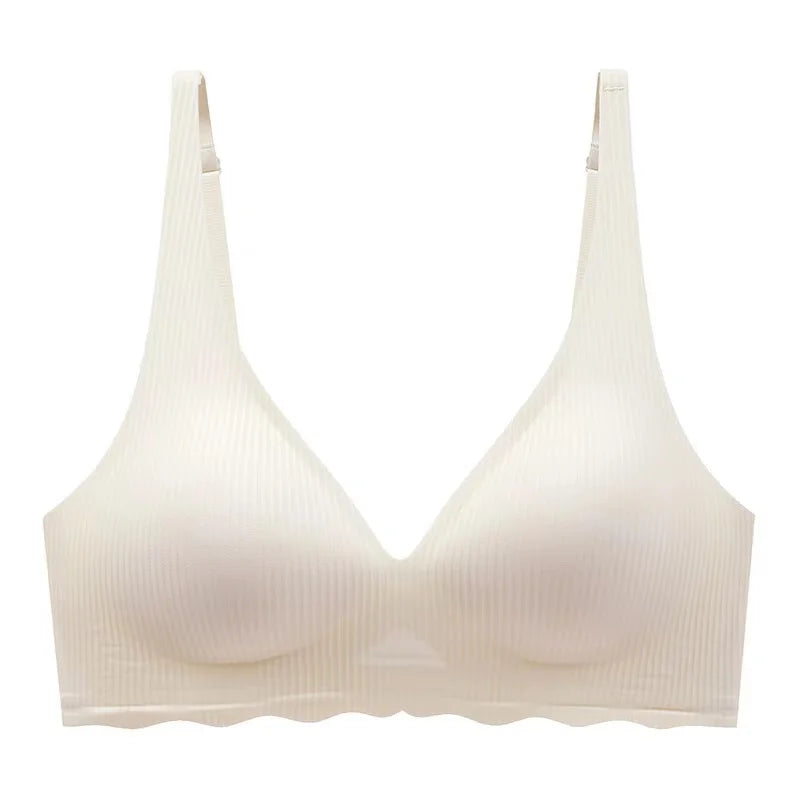 Dam Sömlös Randig BH – Push-up Trådlös Samlande Liten Byst Urhålad Design, 5 Färger S–XL