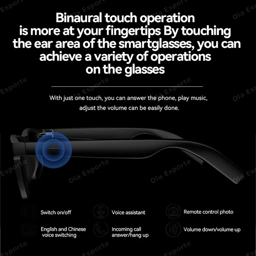 Lenovo Remote Touch Control 8K AI Smart Glasses Bluetooth Wireless Sunglasses Photo Camera Recording Voice Assistant Translator