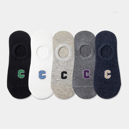 5 Pairs Women's Socks Soft Cotton Breathable Ankle Short Socks Spring Summer Solid Color White Black Anti-slip Boat Sock For Men