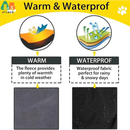 ATUBAN Dog Jacket Waterproof Dog Raincoat Cold Weather Reflective Jacket with Soft Fleece Lining Warm Outerwear for Pet Outdoors