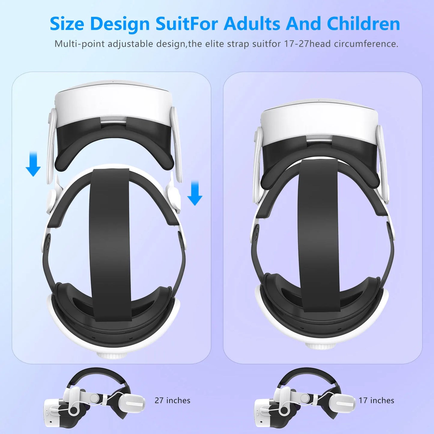 For Quest3S VR Headset 12000mAh Adjustable Charging Head Strap Elite Comfortable Accessory for Meta Quest3 Gaming Experience