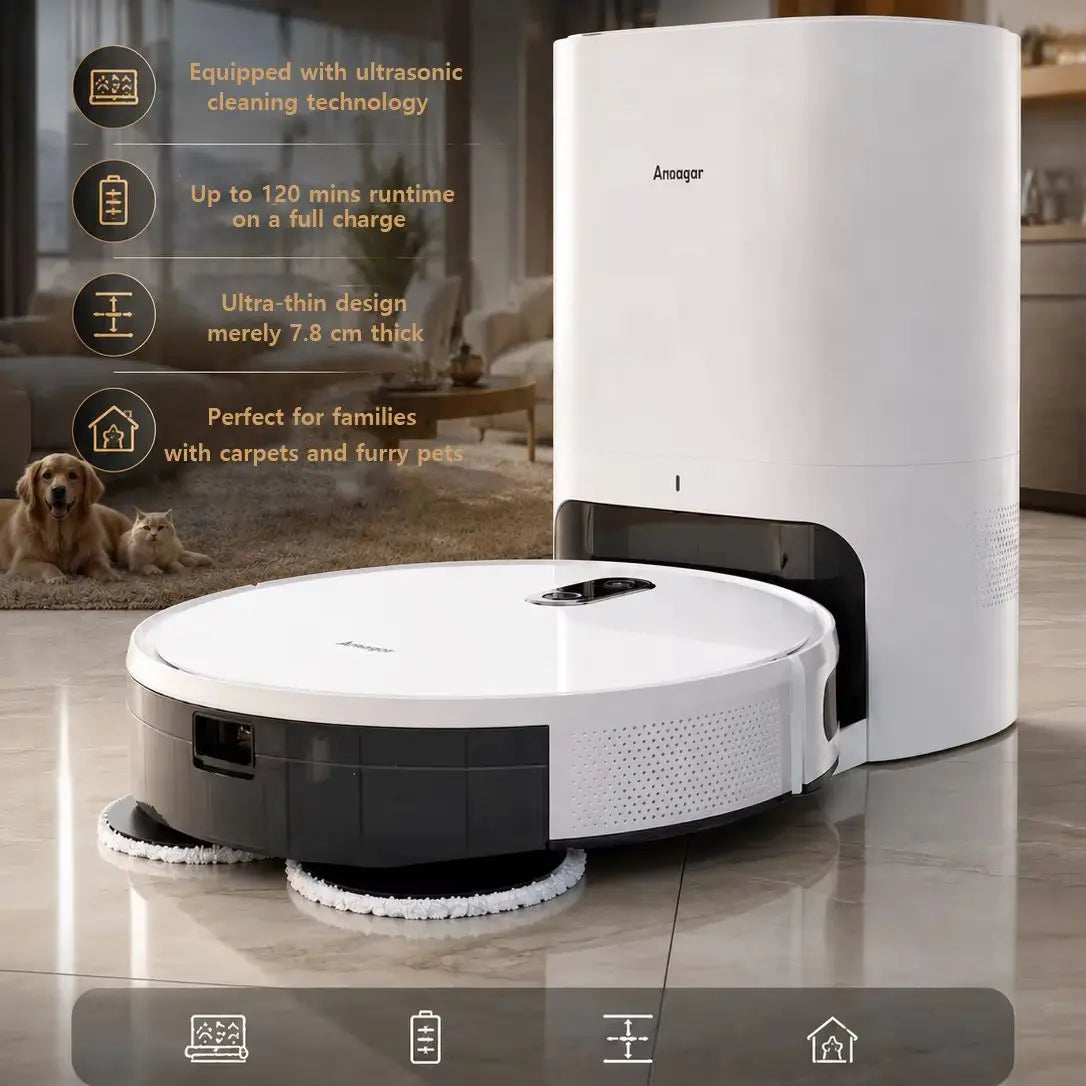 Arnagar S10 Robot Vacuum Cleaner Auto Empty Dust Collection Sweep Mop 12000Pa 5200mAh Low Noise APP Control for home cleanning