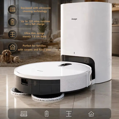 Arnagar S10 Robot Vacuum Cleaner Auto Empty Dust Collection Sweep Mop 12000Pa 5200mAh Low Noise APP Control for home cleanning