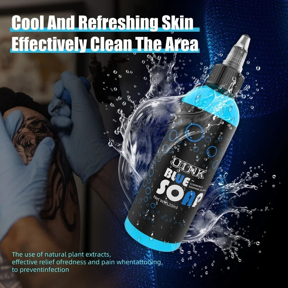 DQFART 120ml Blue Soap Green Soap Tattoo Cleaning Products Safe Can Be Used For The Human Body Professional Tattoo Artists Body Art Creative Designs Supplies Accessories