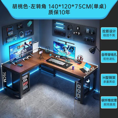 Corner Gaming Table Computer Desk Double Desktop for Home Student Bedroom Small Apartment Space Saving Workstation