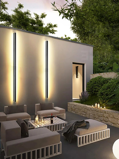 Minimalistisk LED Vägglampa Utomhus – IP65, Svart, 60–200CM, Varmvit/Neutral/Kallvit, Dimbar Fjärr