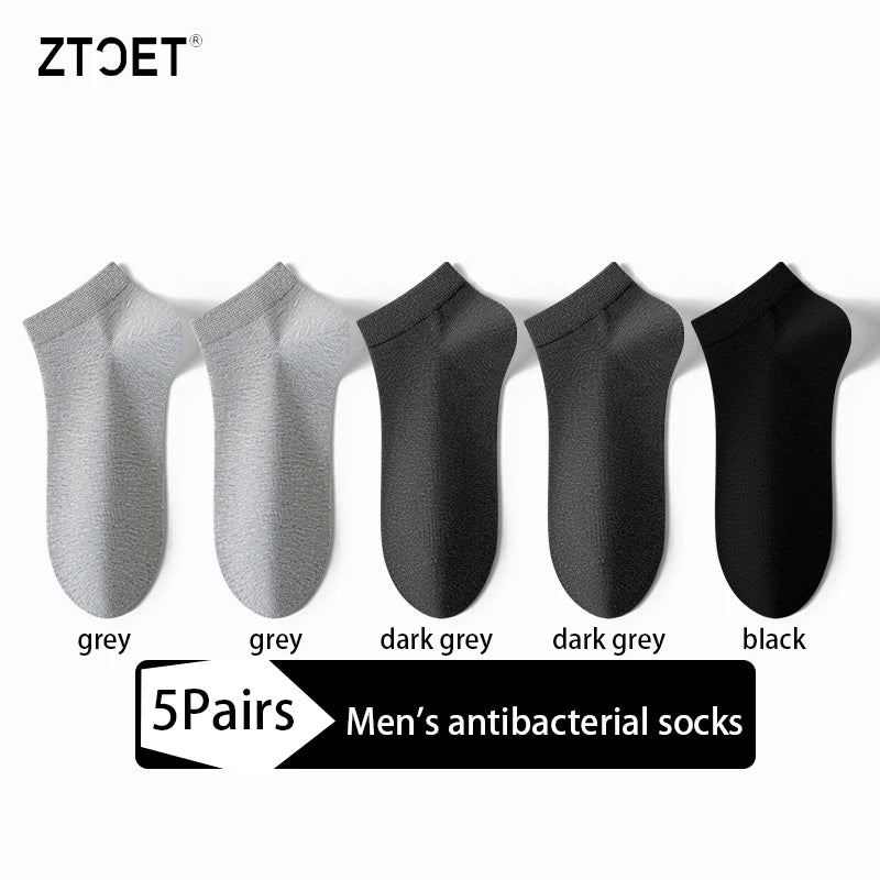 Men Combed Cotton Socks Short Breathable Odor proof and antibacterial Business Spring Summer for Male socks High Quality 5Pairs