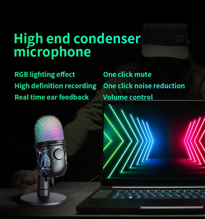 Basix USB-kondensatormikrofon med RGB och mute