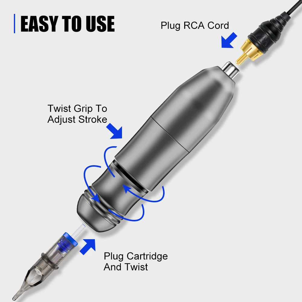 Professional Tattoo Machine Set High Quality Rotary Tattoo Pen Power Supply Needle Ink Makeup DC/RCA Tattoo Pen Beginner Kits