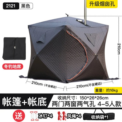 Steam sauna tent winter fishing  outdoor warm snow fishing house winter chimney mouth ice fishing tent
